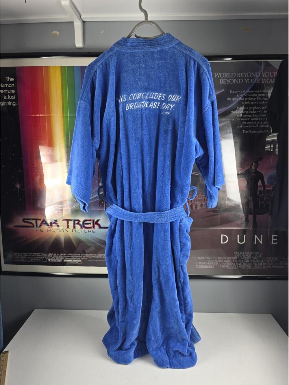 VTG 90s CABLE GUY Movie Film Crew Terry Town Bath Robe Adult OSFA L/XL Blue Belt